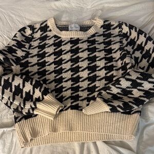 Black and Cream Houndstooth Sweater